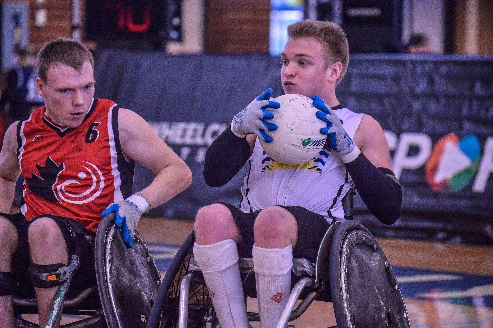 Picture of Josh BC Rugby Wheelchair athlete on the move in a match