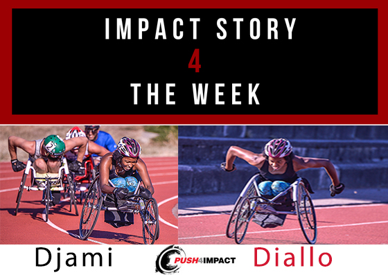 picture shows Djami Diallo a BC wheelchair athlete competing in wheelchair sprint